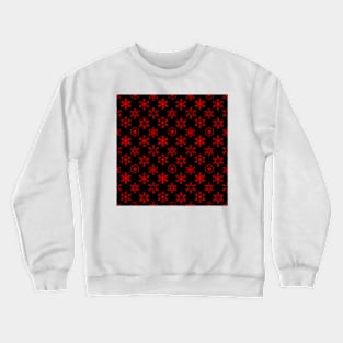 Assorted Snowflakes Red on Black Crewneck Sweatshirt